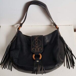 THE SAK Pink Label Pebbled Leather Fringe Hobo Shoulder Bag